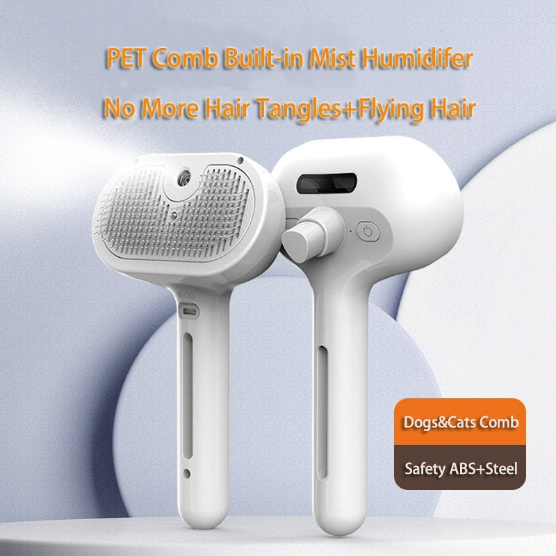 Self-Cleaning Pet Comb with Hair Remover and Built-In Mist Humidifier