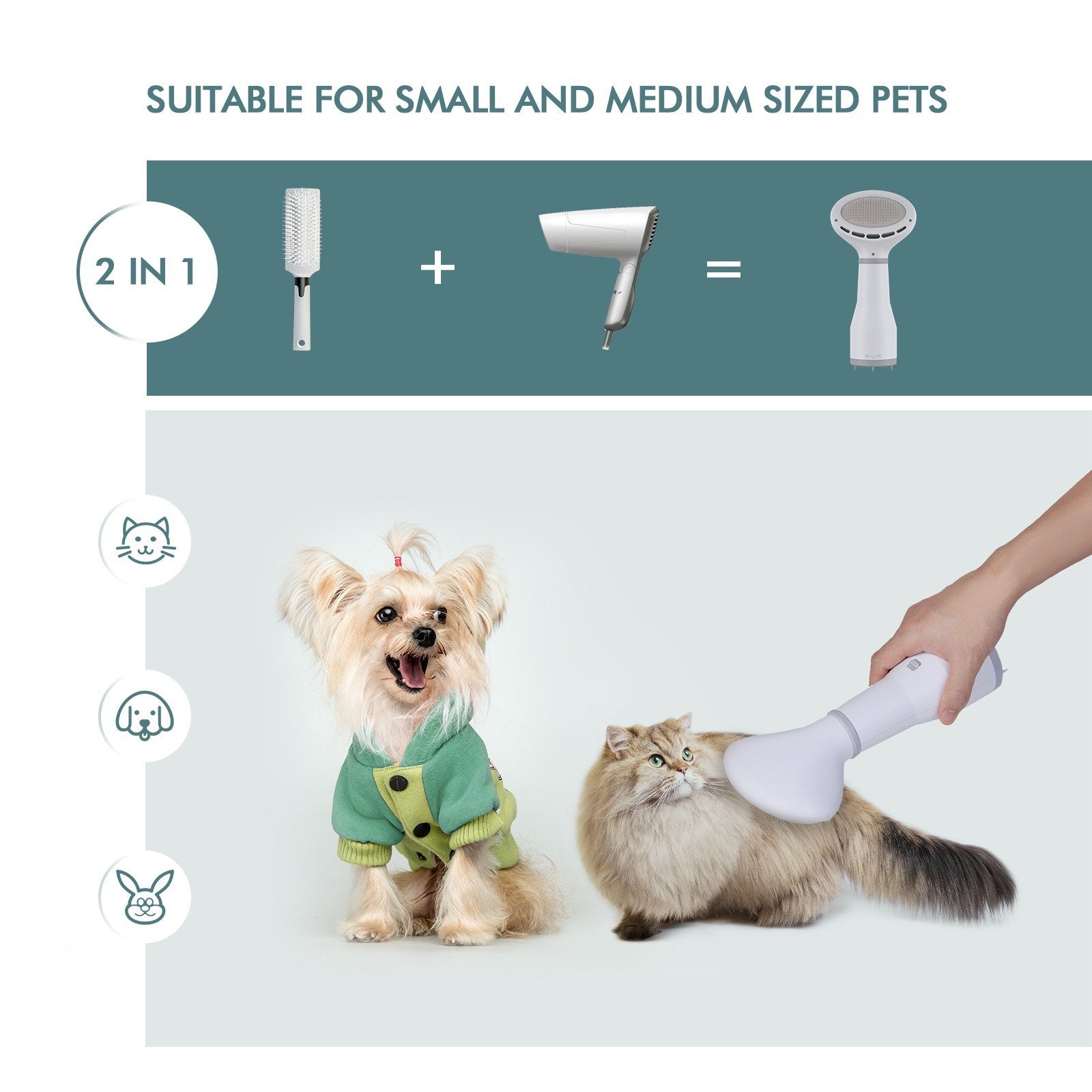 Pet Grooming Hair Dryer with Slicker Brush for Pets