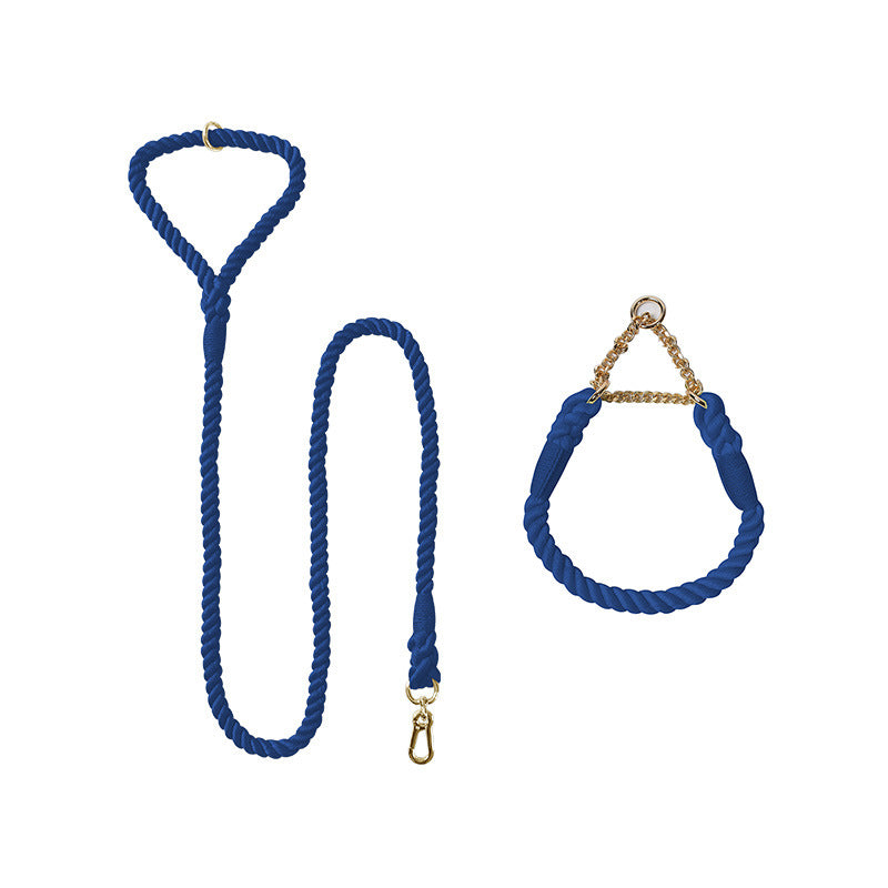 Woven Cotton Pet Leash And Collar Set For Daily Use