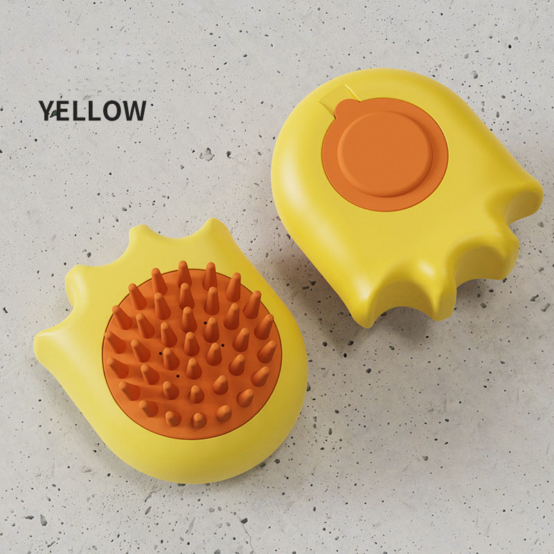 Pet Bath Brush with Massage Comb and Shampoo Dispenser for Grooming
