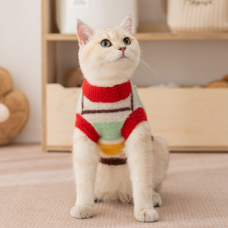 Cartoon Star Striped Pet Sweater With Matching Owner Set