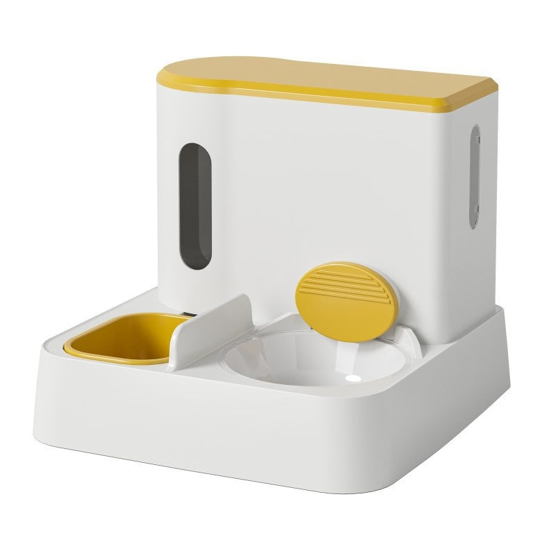 Automatic Pet Feeder With Integrated Water Dispenser Double Bowl