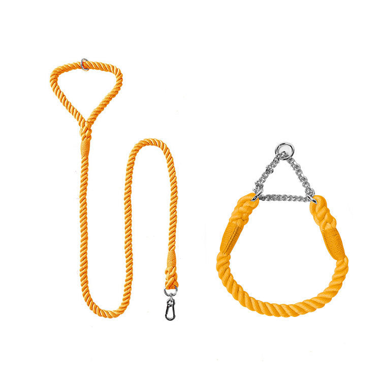 Woven Cotton Pet Leash And Collar Set For Daily Use