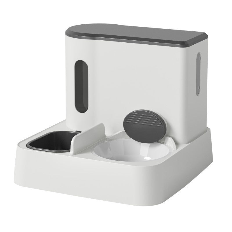Automatic Pet Feeder With Integrated Water Dispenser Double Bowl