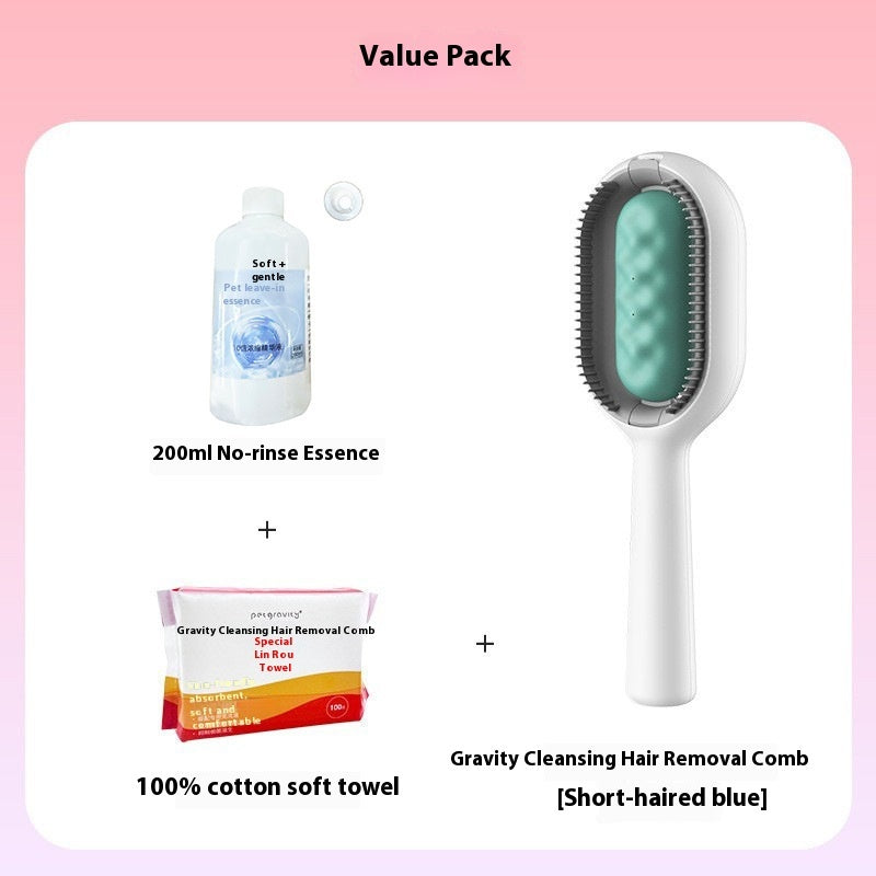 Pet Dematting Brush and Comb for Hair Removal with Collection Tank