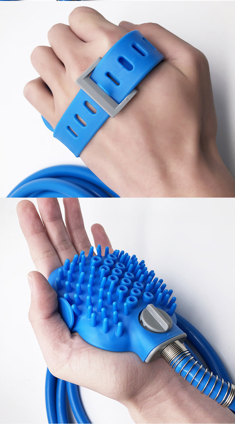 Pet Bathing Gloves with Silicone Nozzle Handheld Massage Shower Brush