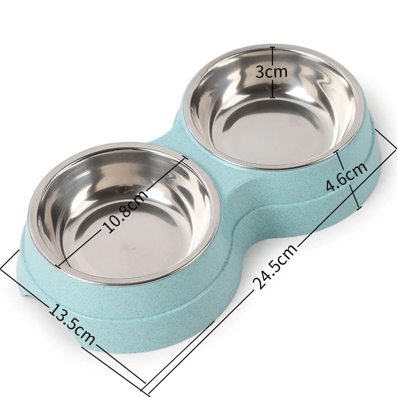 Double Stainless Steel Pet Feeding Bowls For Food And Water