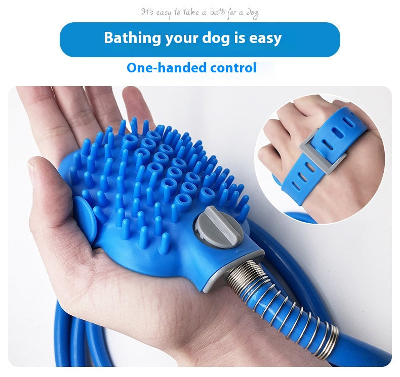 Pet Bathing Gloves with Silicone Nozzle Handheld Massage Shower Brush