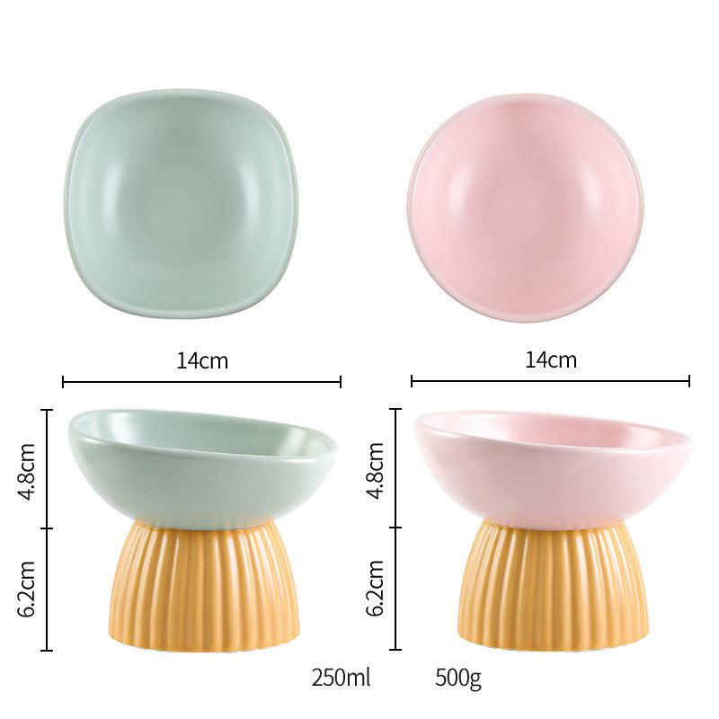 Ceramic Elevated Pet Bowl For Cervical Spine Protection
