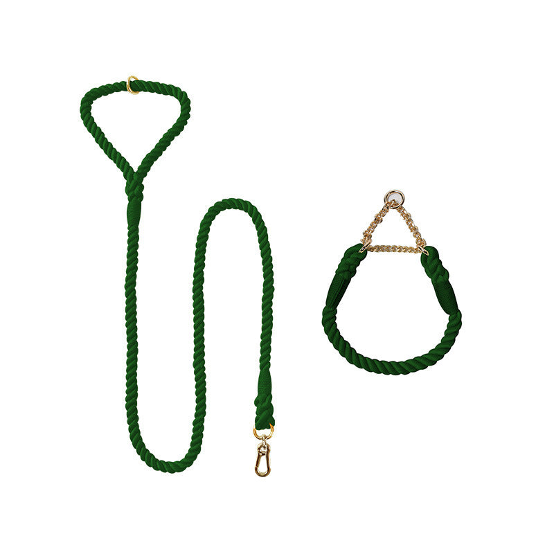 Woven Cotton Pet Leash And Collar Set For Daily Use