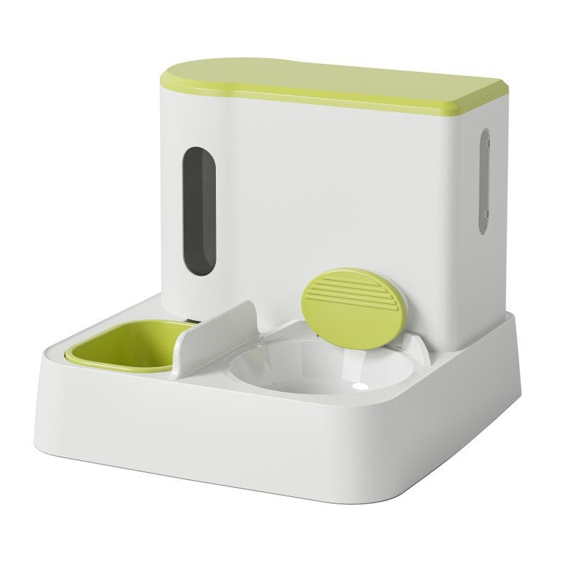 Automatic Pet Feeder With Integrated Water Dispenser Double Bowl