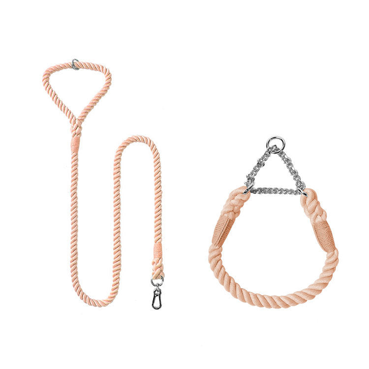 Woven Cotton Pet Leash And Collar Set For Daily Use
