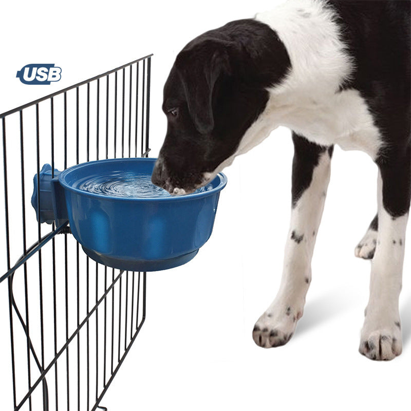 Hanging Pet Food Plate With Insulated Thermostatic Water Bowl