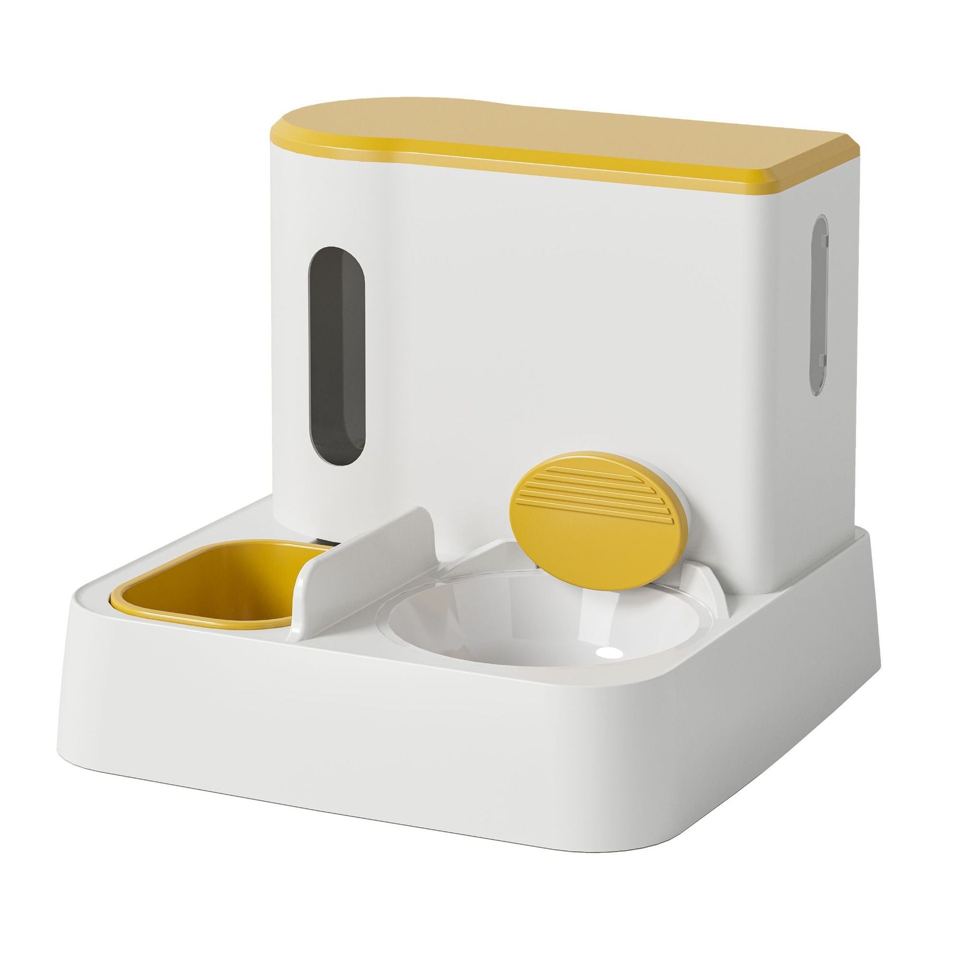 Automatic Pet Feeder With Integrated Water Dispenser Double Bowl