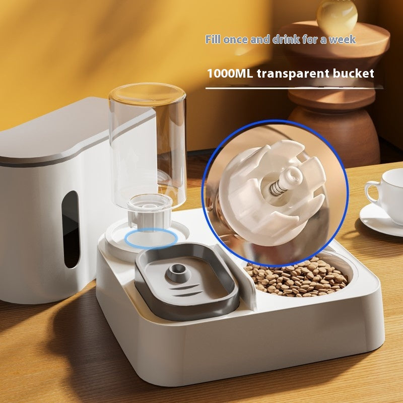 Automatic Pet Feeder With Integrated Water Dispenser Double Bowl