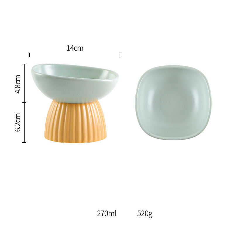 Ceramic Elevated Pet Bowl For Cervical Spine Protection