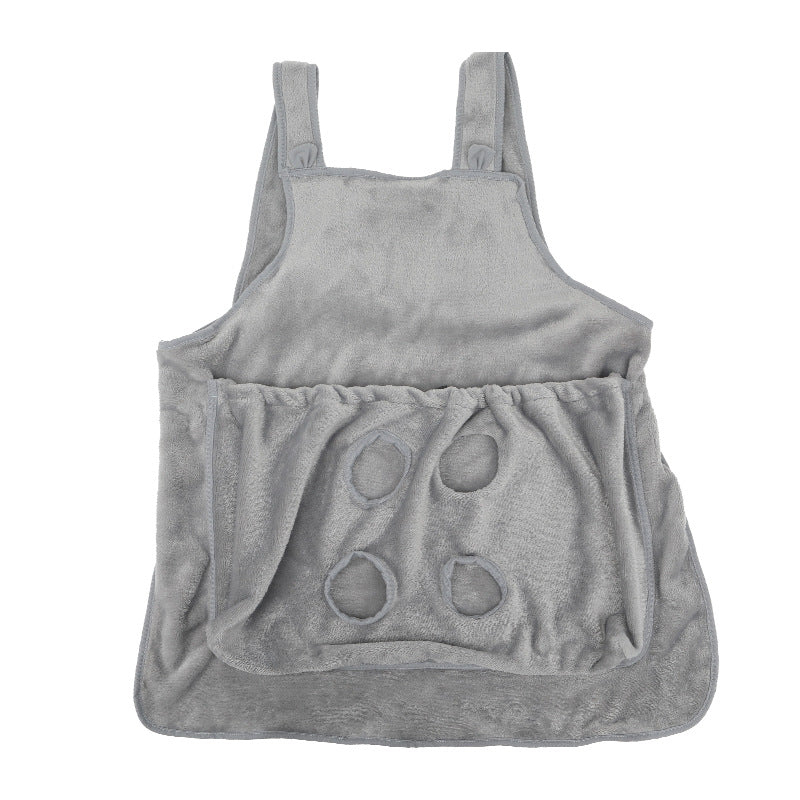 Plush Pet Carrier Apron With Chest Pocket For Outdoor Travel
