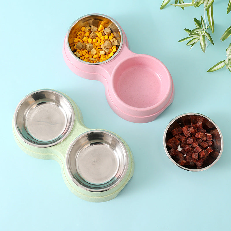 Double Stainless Steel Pet Feeding Bowls For Food And Water