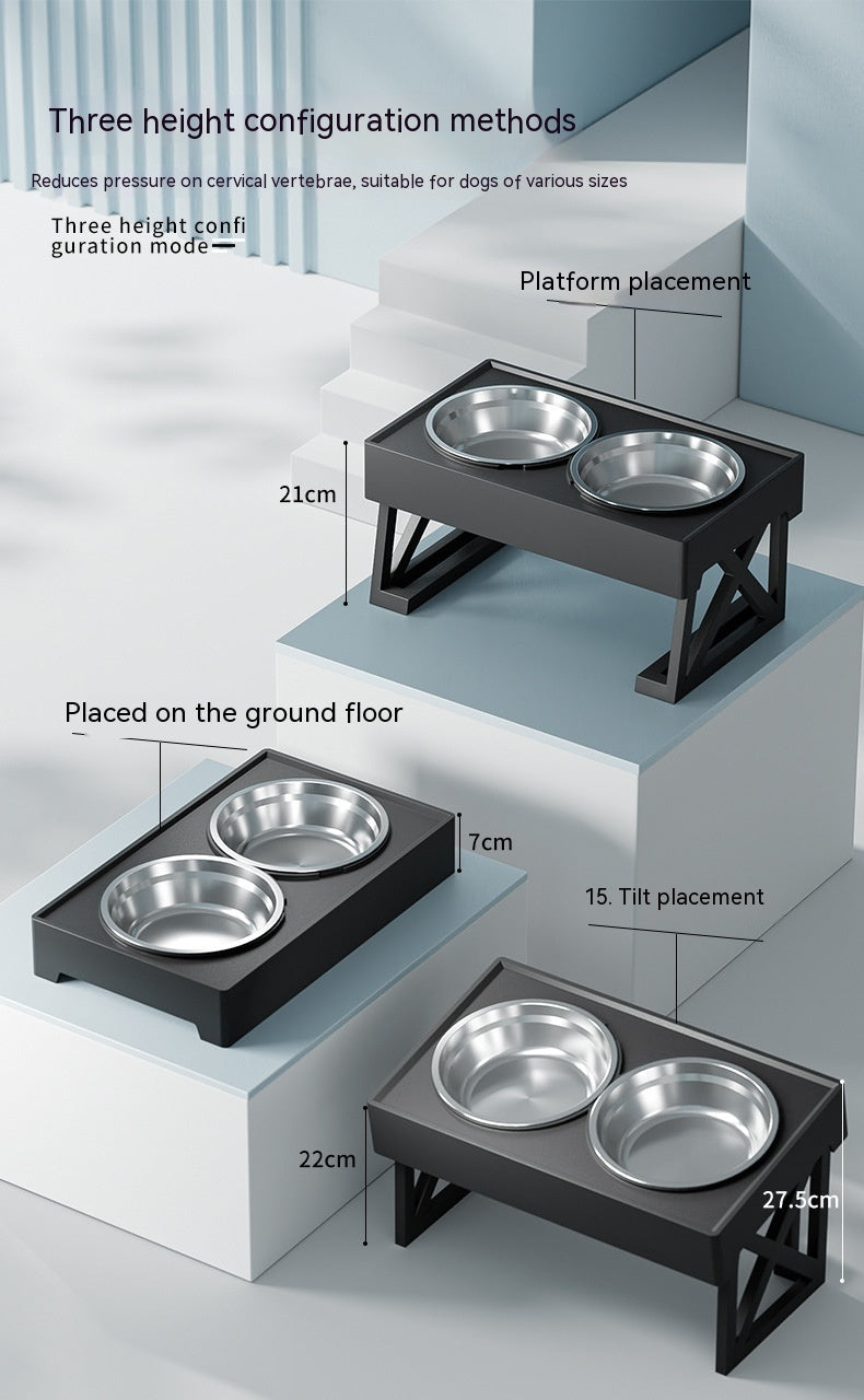 Adjustable Elevated Stainless Steel Pet Slow Feeder Bowl