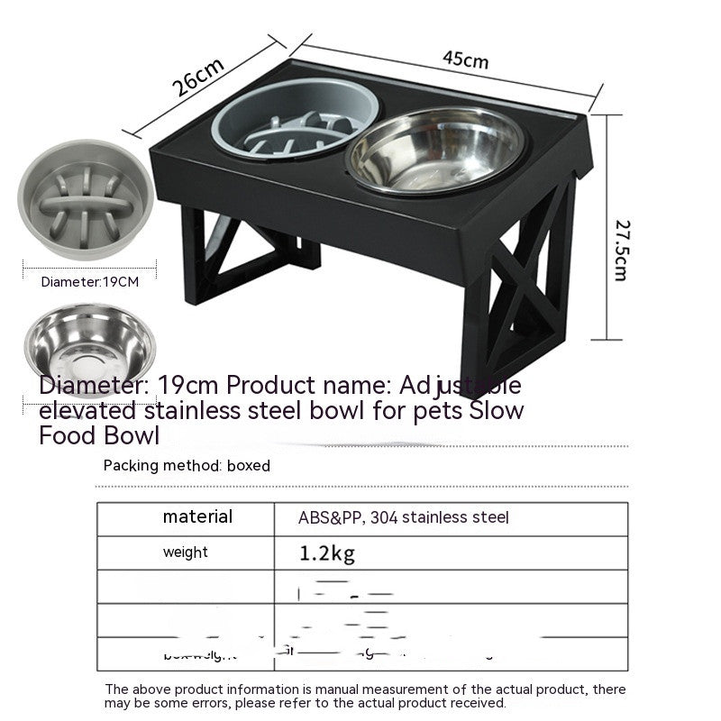 Adjustable Elevated Stainless Steel Pet Slow Feeder Bowl