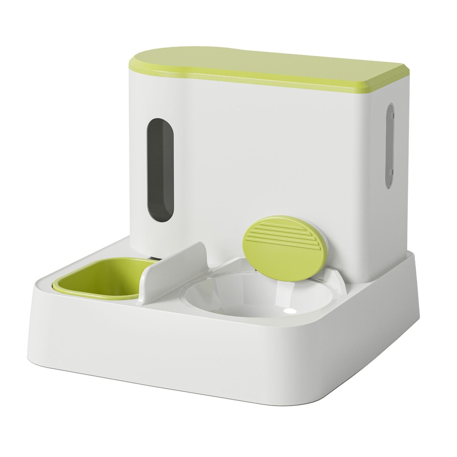 Automatic Pet Feeder With Integrated Water Dispenser Double Bowl