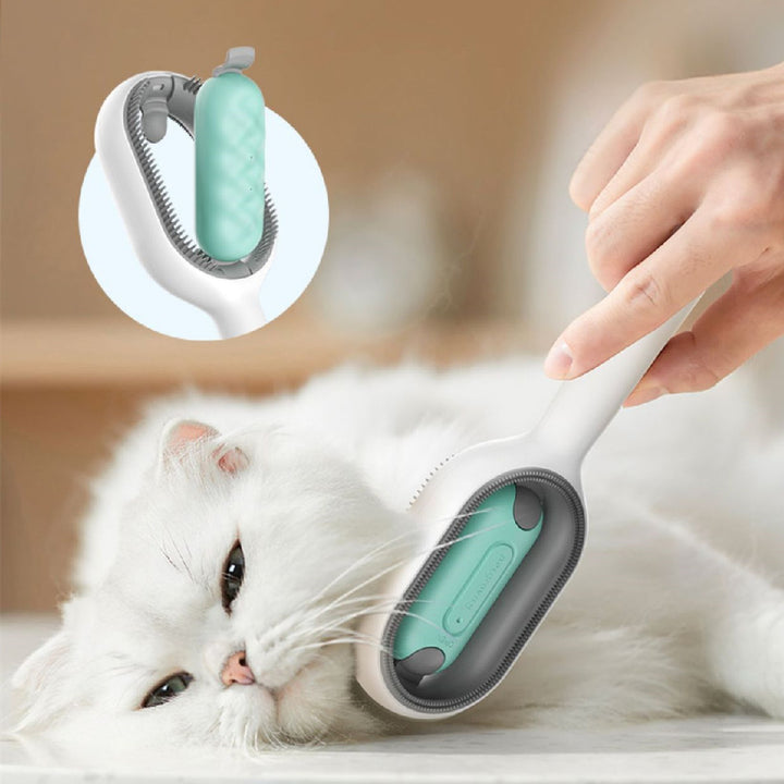 Pet Dematting Brush and Comb for Hair Removal with Collection Tank