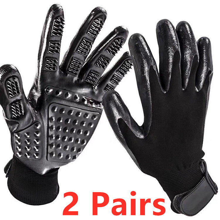 Pet Hair Grooming Glove with Soft Rubber for Shedding and Massage