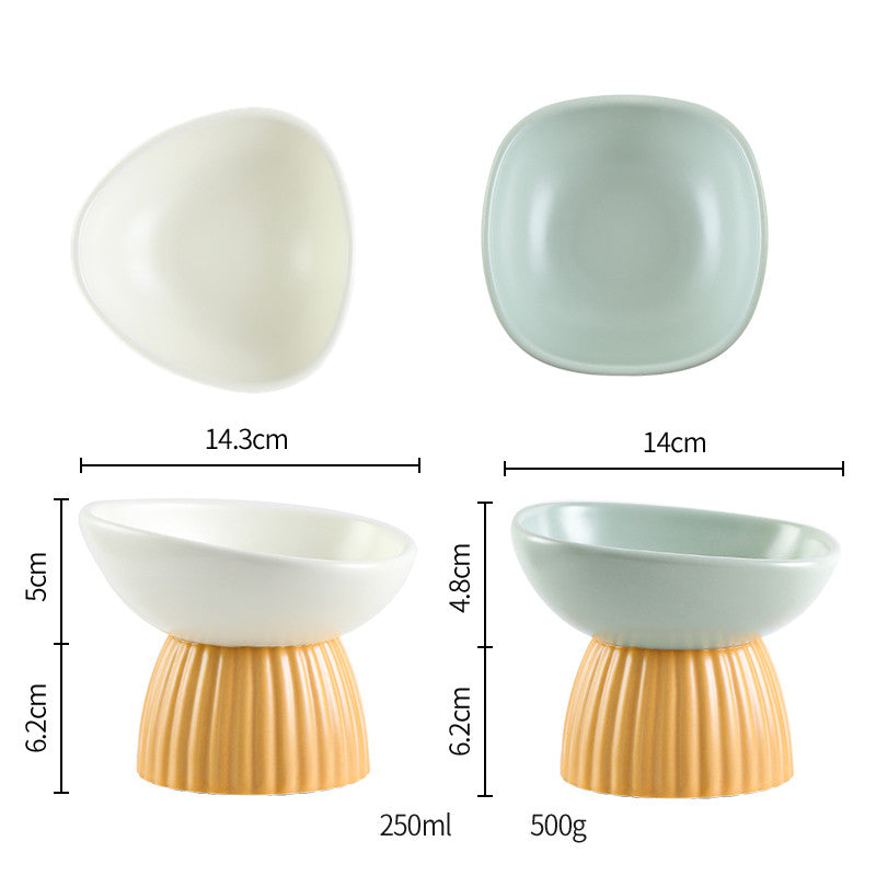 Ceramic Elevated Pet Bowl For Cervical Spine Protection