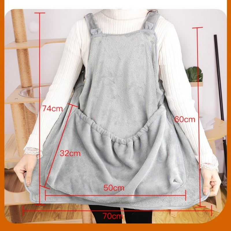 Plush Pet Carrier Apron With Chest Pocket For Outdoor Travel