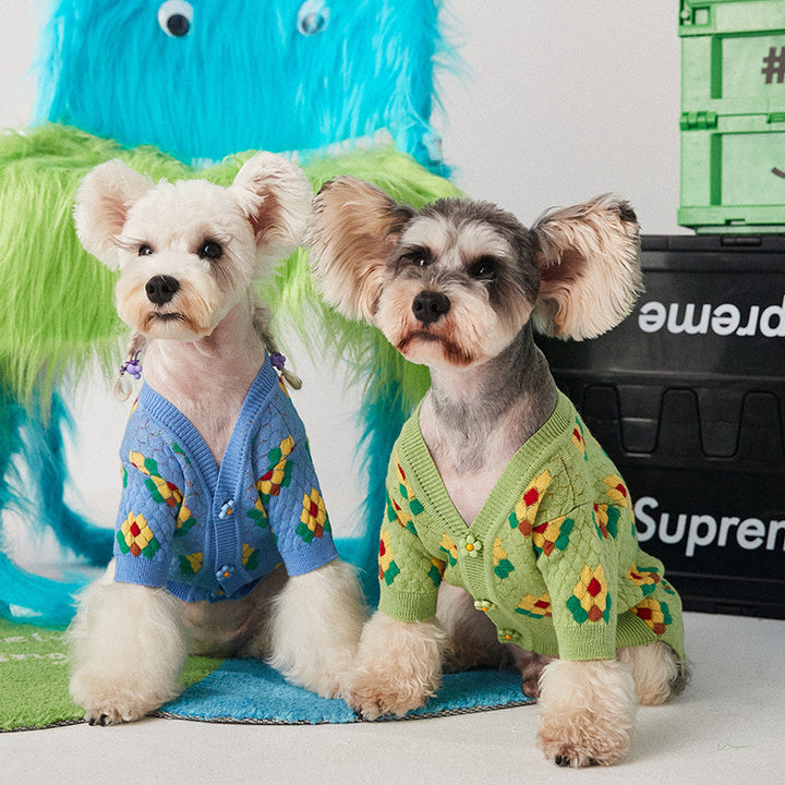 Small Floral Pet Sweater Cardigan For Stylish Everyday Wear